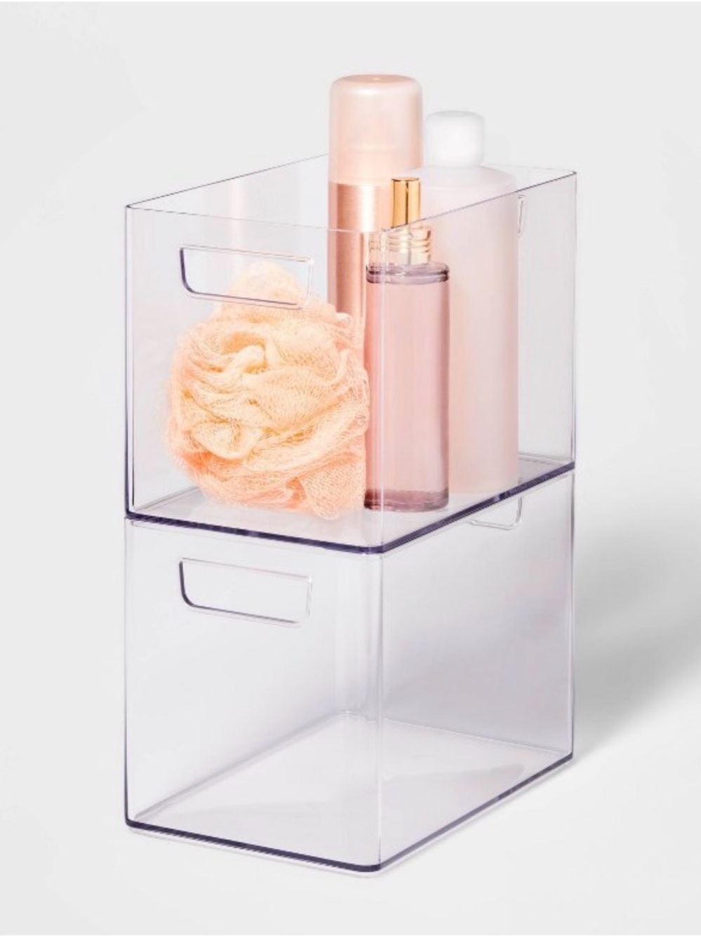 Brightroom | Medium Bathroom Organizer Clear Bin with Handle